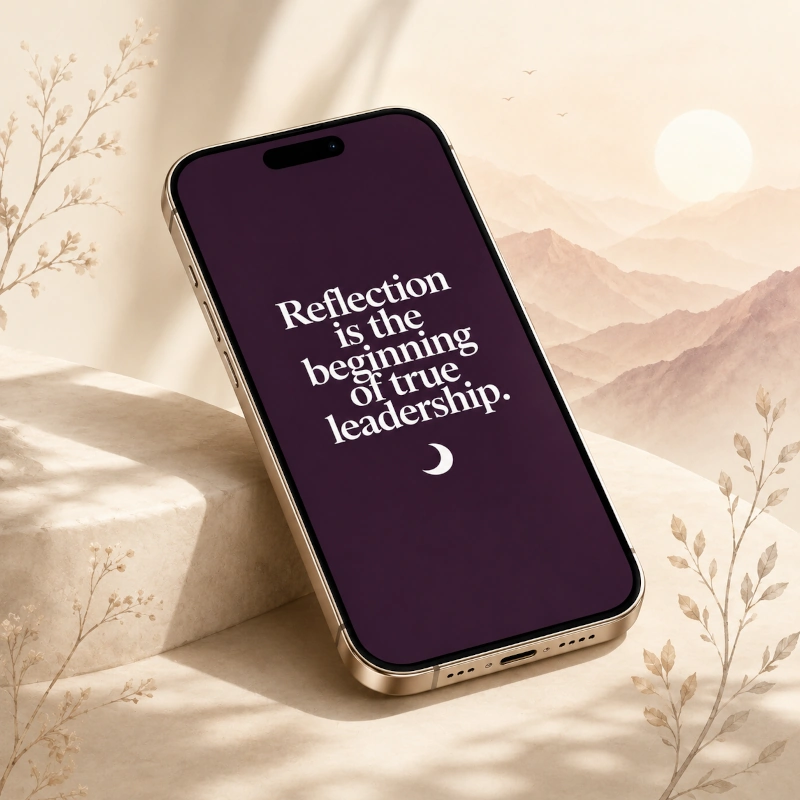 Clarify Me app showing 'Reflection is the beginning of true leadership'